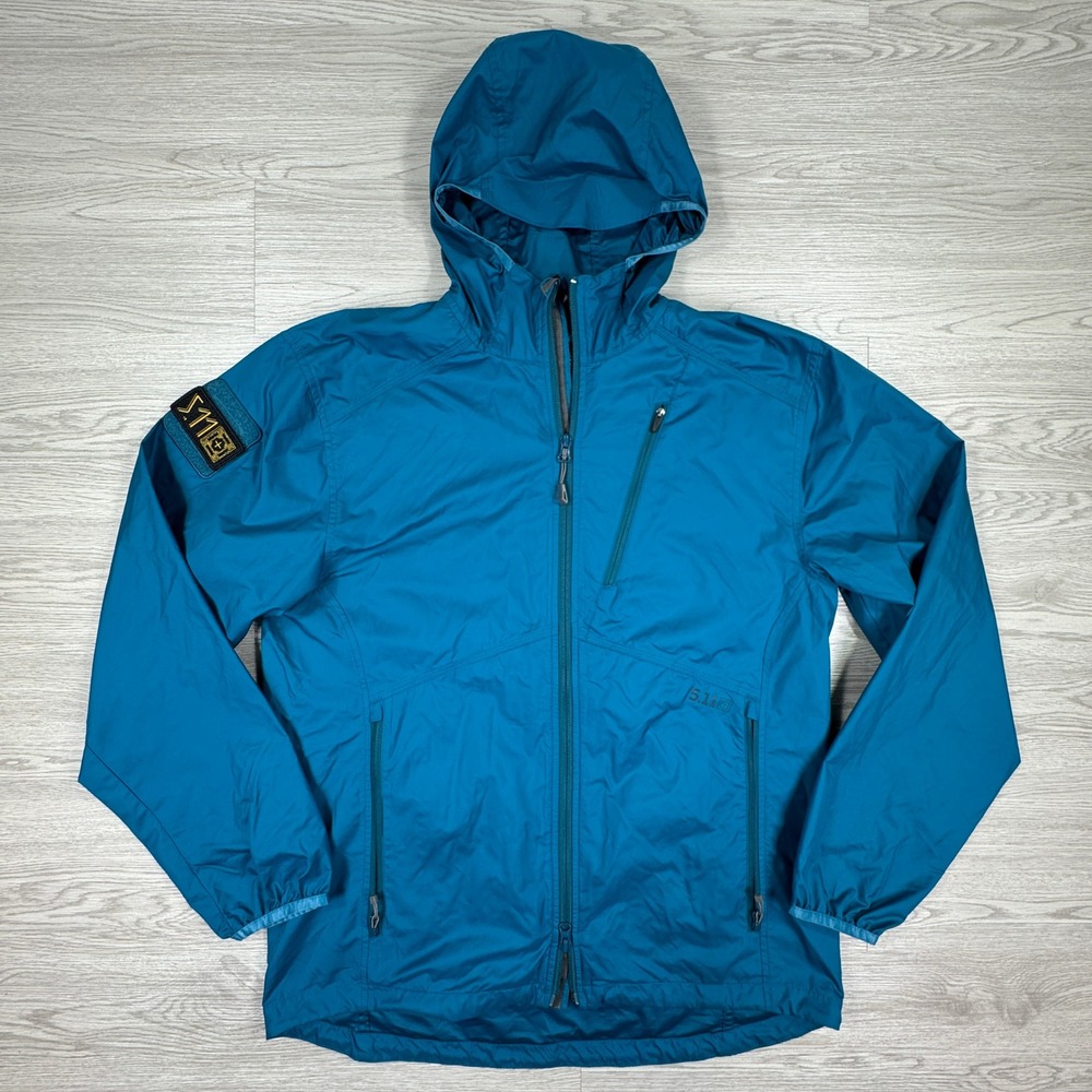 5.11 Tactical Men's Jacket Hooded Windbreaker Blue Large Full Zip Lightweight